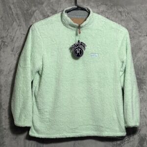 USA Palm Jacket Mens 2XL Green Reversible Shaggy Fleece Sherpa 1/4 Zip Anorak